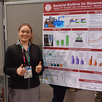 Miranda with poster